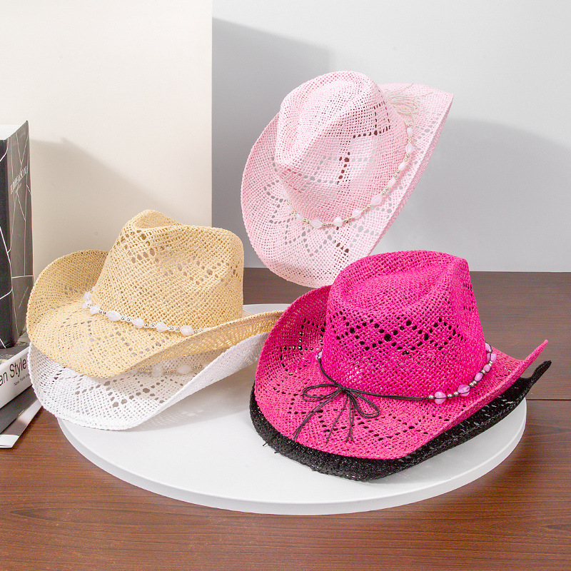 Cowboy Hat Straw - Women Cowboy Hat Unisex Hollow Out