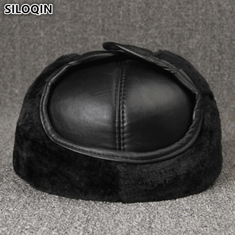 Winter Trapper Hat - SILOQIN Men's Genuine Leather Hat Winter