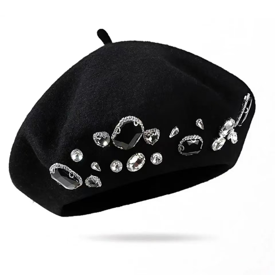 French Beret Thick Rhinestone  - Beret French Wool incelemesi ve fiyatı