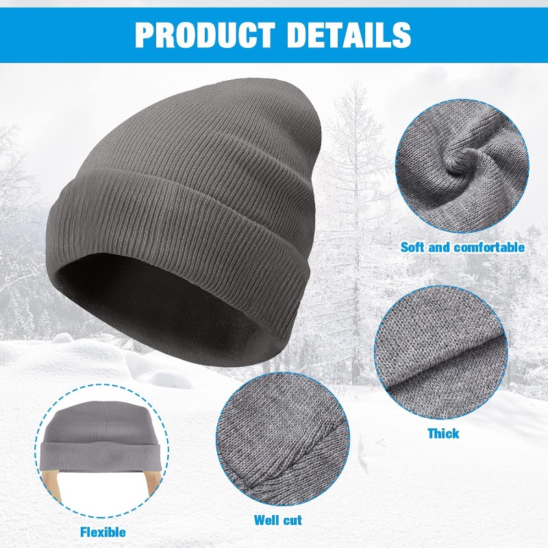 1pc Winter Warm Thick Beanie H - Beanie Cuffed Knit incelemesi ve fiyatı