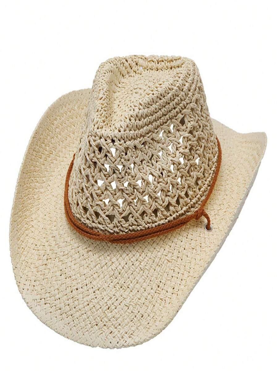 Vintage Hollow Wide Brim Straw - Cowboy Hat Straw incelemesi ve fiyatı
