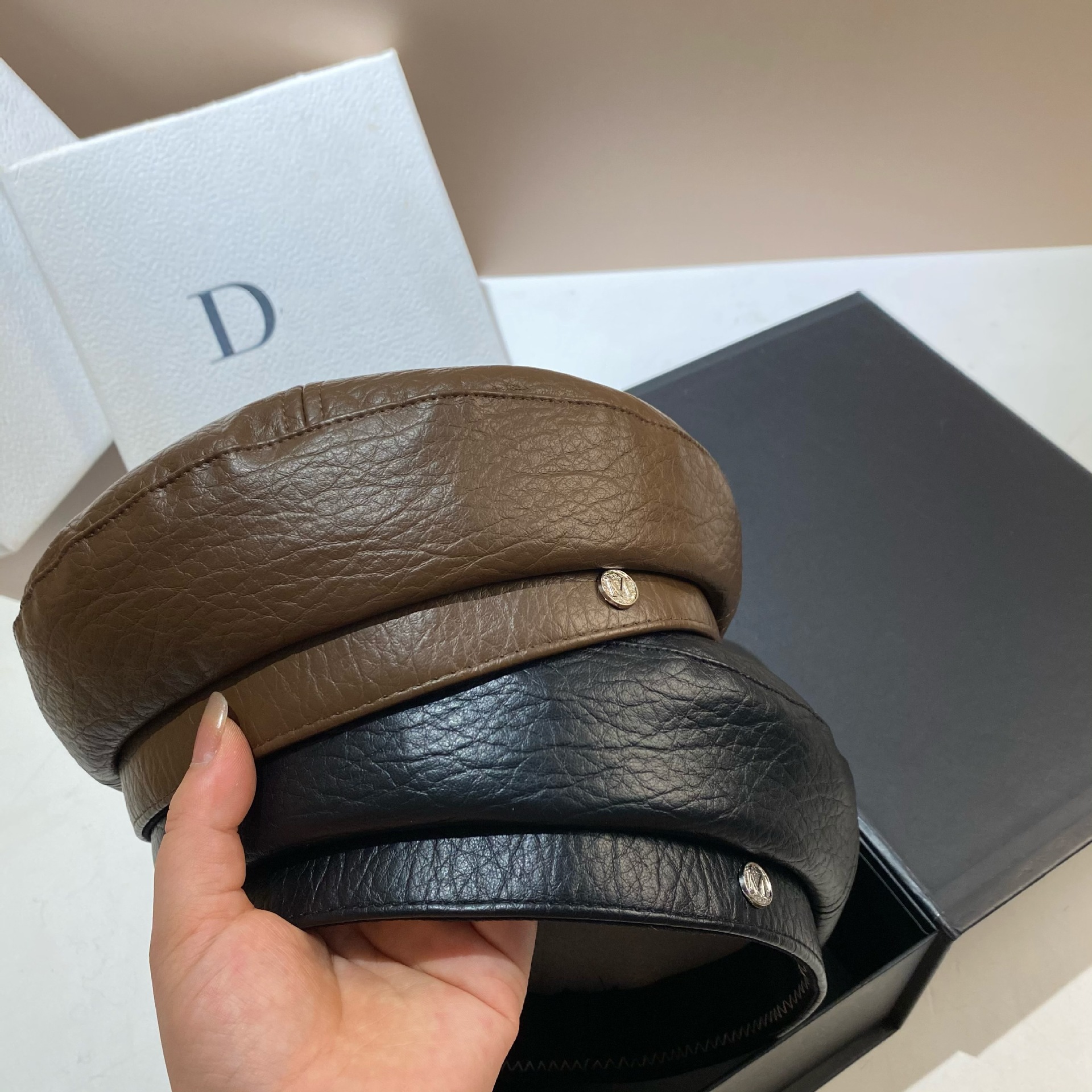PU Leather Beret Caps Women Fa - Snapback Hat Flat incelemesi ve fiyatı