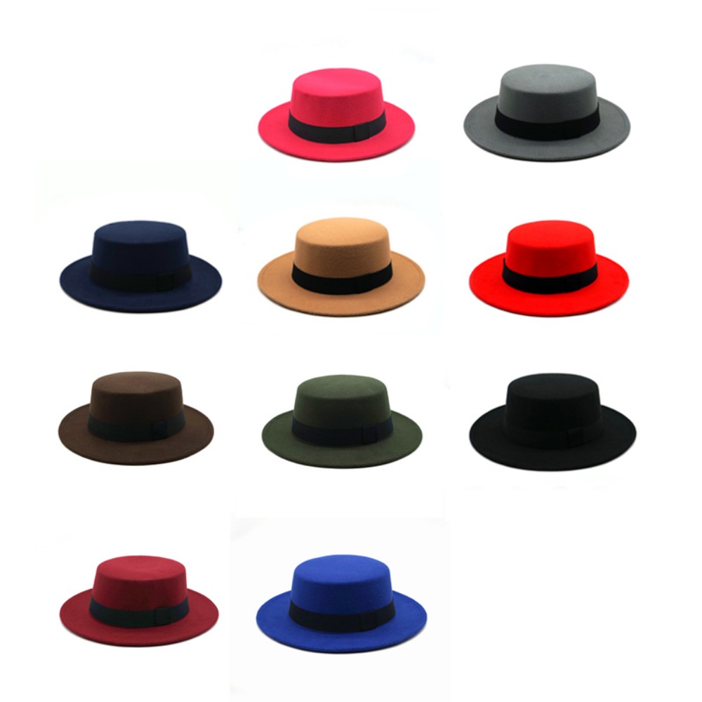 British Retro Flat Top Hat wit - Fedora Hat Wool incelemesi ve fiyatı
