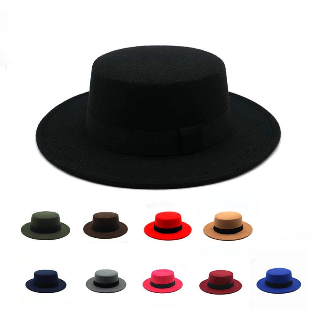 British Retro Flat Top Hat wit - Fedora Hat Wool incelemesi ve fiyatı